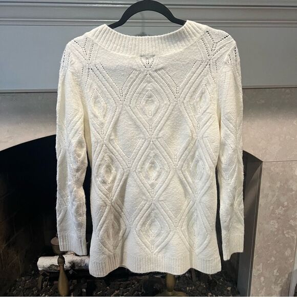 Talbots Elegant White Cable Knit Sweater - Picture 2 of 6